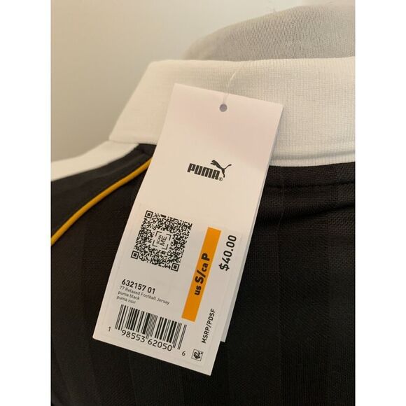 Puma T7 Football Polo Jersey Women's S Black Striped Relaxed Activewear Collared - Picture 10 of 16